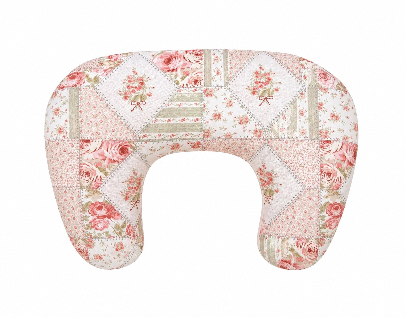 Pink Patchwork Ruffle Nursing Pillow Cover